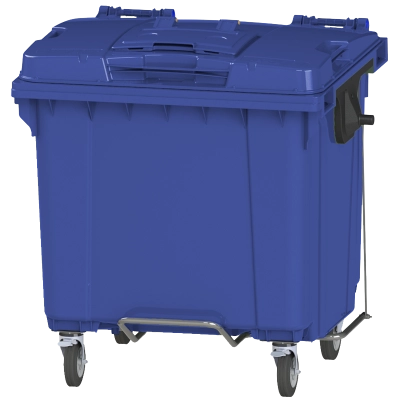 Мусорный контейнер 1100л. на колесах с педалью с опцией "крышка в крышке" 