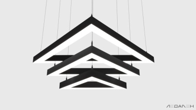 Треугольный светильник TRIANGOLO TRIO 6000K 82W, корпус черный