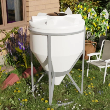 Емкость конусная 60 градусов белая, крышка 450мм