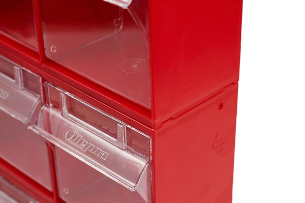 Комплект из двух откидных коробов Стелла-техник F-300-3-2K, красный/прозрачный