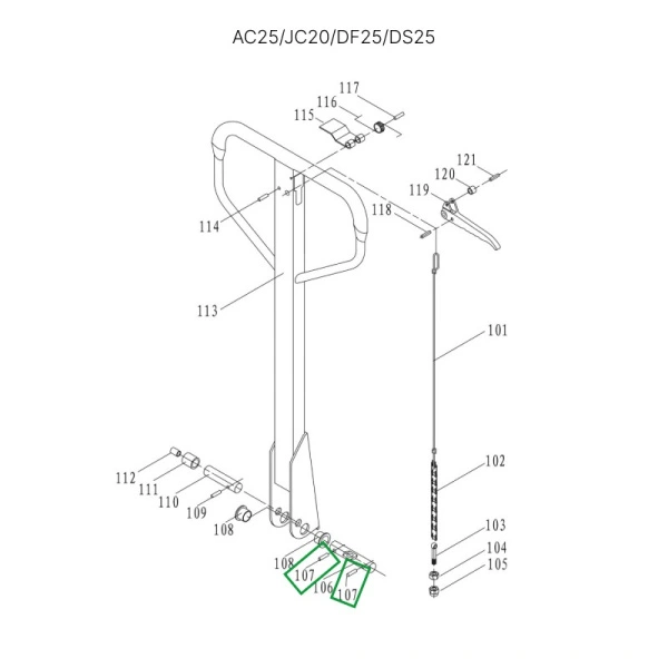 Штифт крепления оси ручки (5 мм) для гидравлических тележек AC25, DF25, JC20, AC30