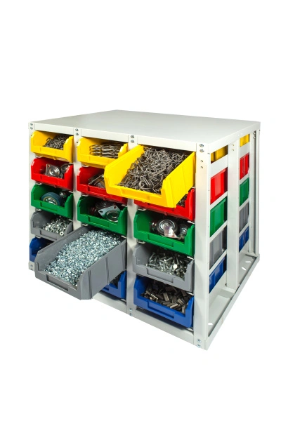 Стеллаж с направляющими Стелла-техник V3-30 стационарный, двусторонний, 30 ячеек c ящиками