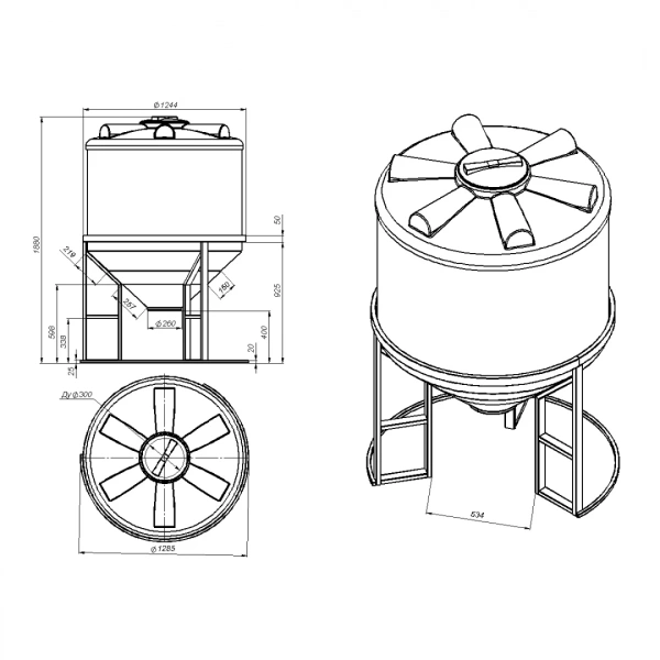 Емкость ФМ 1000 л под плотность до 1,2 г/см³ белая в обрешетке